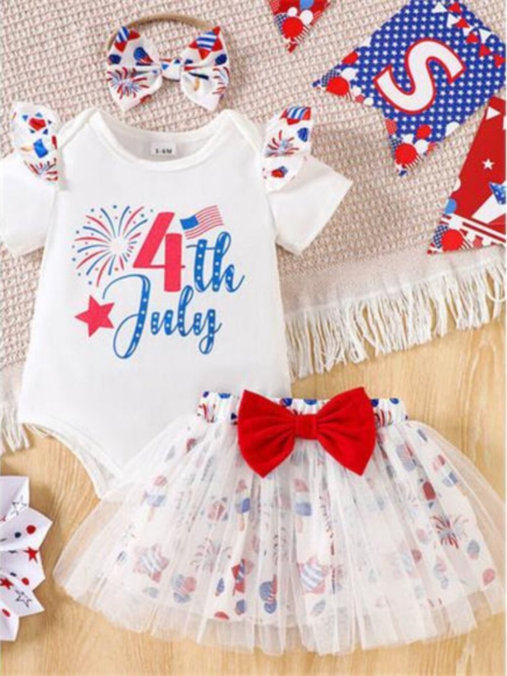 Children's Independence Day Print Outfit Set